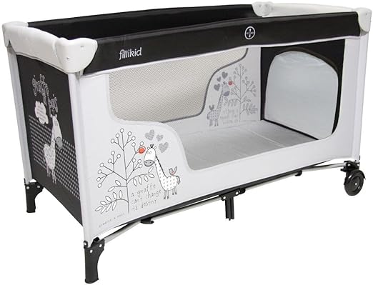 Fillikid Reisebett Giraffe grau/schwarz