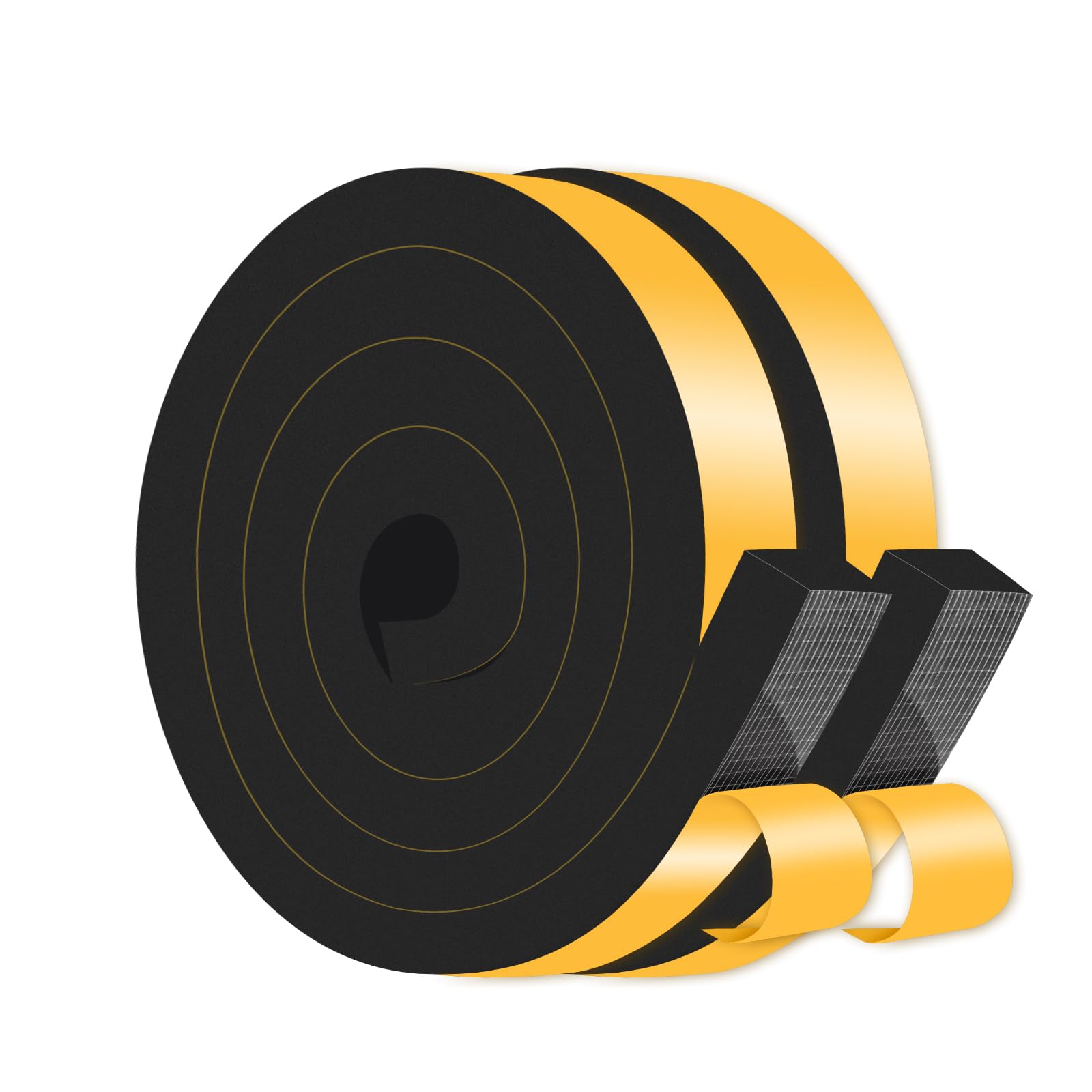 Photo 1 of Weather Stripping Door Seal,Weather Stripping,Soundproof,Cold Insulation,High Density CR Foam Insulation Tape for Door, Front Door Frame, Windows,Sliding Door (Black, 1 in x 3/4 in x 13 Ft)