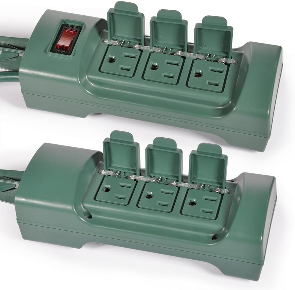 BESTTEN Outdoor Weatherproof Power Strip With Cover And On Off Switch 6