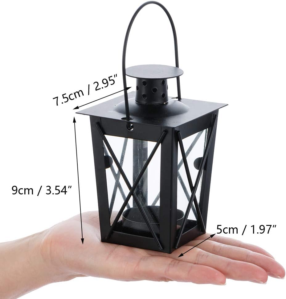4 Pcs Vintage Black Metal Mini Decorative Candle Lanterns Tealight Candle Holder & Led Tea Light Candleholder Decoration for Birthday Parties Wedding Centerpiece Relaxing Spa Setting (Black, 4 Pcs): Home & Kitchen