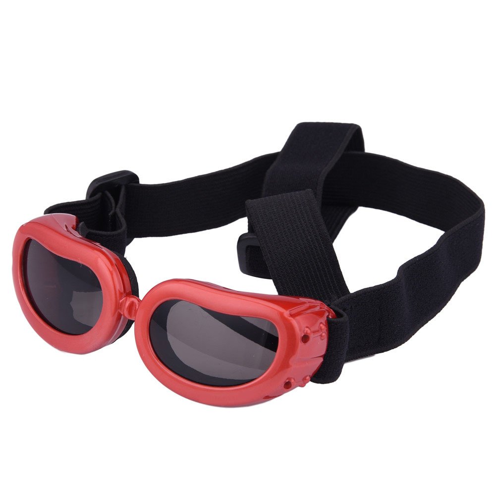 petall Outdoor Dog Sunglasses Anti-UV Eye Protection Goggles Waterproof Windproof Anti-Fog for Small Pet Puppy Dog Cat (Red)