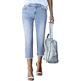 Sidefeel Women's Capri Jeans High Waisted 2026 Summer Fashion Straight Leg Raw Hem Denim Capri Pants