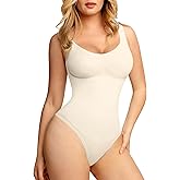 Popilush Shapewear Bodysuit for Women - Tummy Control Scoop Neck Thong Body Shaper Sleeveless Sculpting Tank Tops
