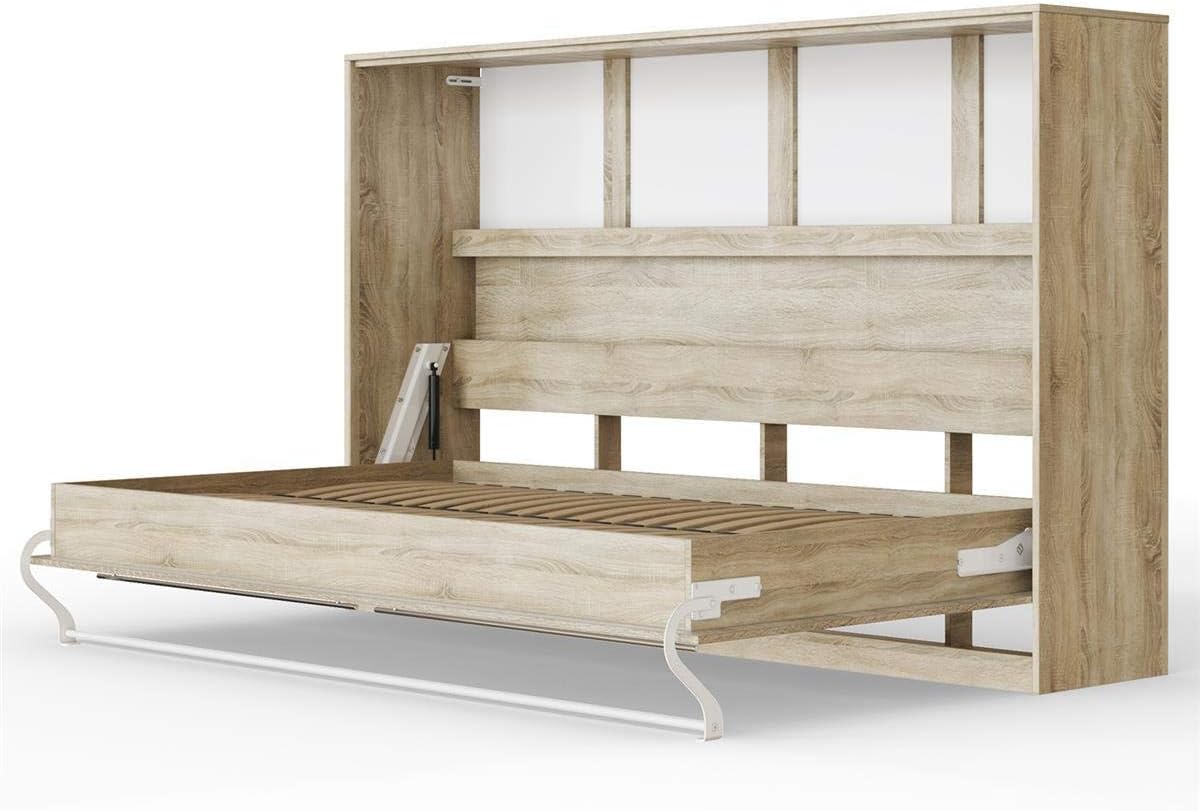 SMARTBett Standard folding wall bed with gas pressure springs (Oak Sonoma, 120x200 Horizontal)