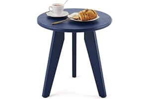 Homenjoy Outdoor Side Table, HDPE Outdoor Table, Small Round Side Table Weather-Resistant, Outdoor Side Tables for Patio, Porch, Deck, End Table for Plant Stand, Living Room, Bedroom, Navy