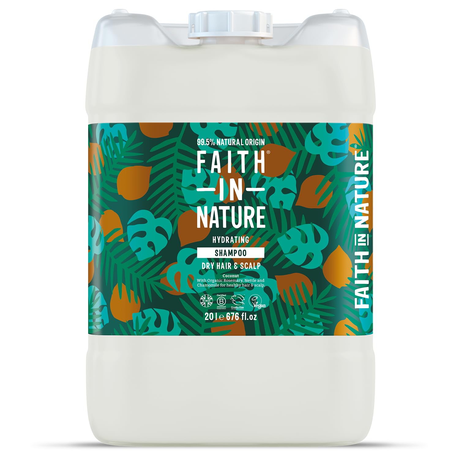 Faith In Nature Natural Shampoo - Vegan & Cruelty Free, No SLS or Parabens - 20L Refill Pack, Coconut
