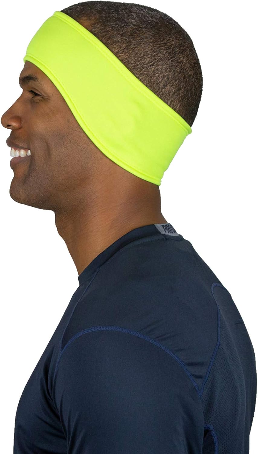 TrailHeads Tempo Running Headband -Under Helmet Ear Protection and Lightweight Touchscreen Running Gloves - hi-vis (small): Clothing