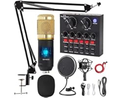 Podcast Equipment Bundle, with Professional Cardioid Pickup Podcast Microphone (120kHz/24 bit) and Mixing Board, Compatible w
