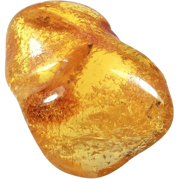 Pendentif Ancien En Ambre Naturel Fossile - Style Art Déco - Plaqué Or Jaune