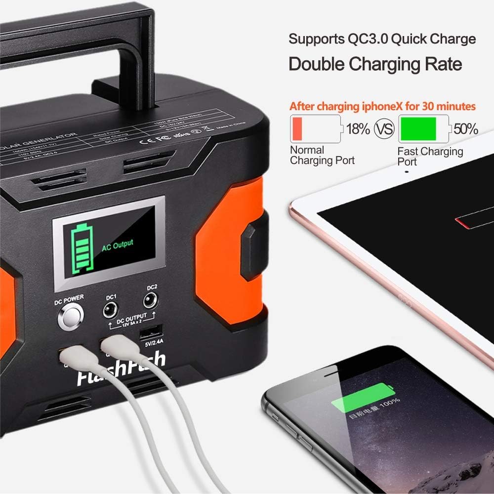 200W Peak Power Station, Flashfish CPAP Battery 166Wh 45000mAh Backup Power Pack 110V 150W Lithium Battery Pack Camping Solar Generator For CPAP Camping Home Emergency Power Supply: Home Improvement