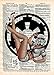 Modern pinup girl art print, storm trooper pin up girl on vintage dictionary page, satire art