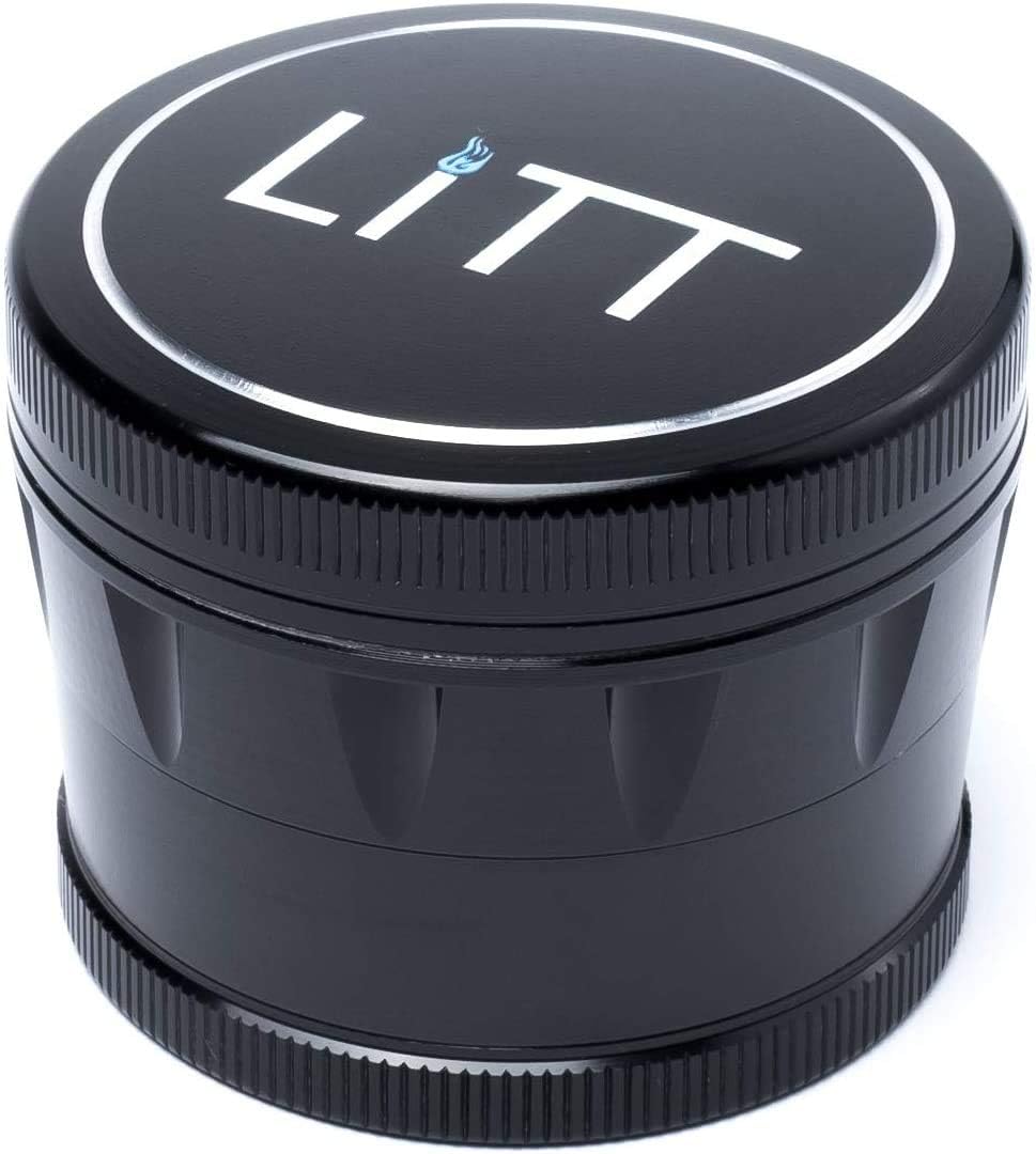 LITT 4 Piece Classic Grinder, Aluminium Grinder with Curved Teeth, Magnetic Top Lid, Kief Pollen Collector - Image 3