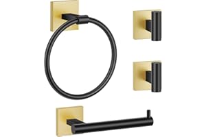 Towel Ring Set 4 Piece Bathroom Hardware Set Includes Towel Ring 2 Towel Hooks and Toilet Paper Holder Stainless Steel Wall M