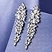 GULICX Shinning Cubic Zirconia Art Deco Leaf Drop Chandelier Dangle Earrings Bride Silver Plated Base