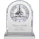 Executive Gift Shoppe | Custom Engraved Solid Crystal Personalized Quartz Clock with Arched Top