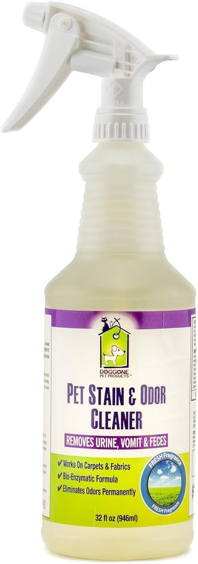 Doggone Pet Products Pet Urine Stain & Odor Enzymatic Cleaner Permanently Eliminate Dogs & Cats Vomit, Feces & Urine. Contains Enzymes, Detergent, Spot Remover, Odor Neutralizer & Fragrance