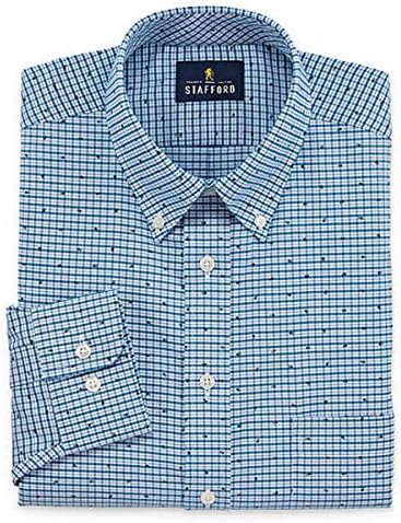 Amazon.com: Stafford Regular Travel Oxford Mens Button Down Collar Long  Sleeve Wrinkle Free Stretch Dress Shirt (Blue Garden, 15.5/32-33) :  Clothing, Shoes & Jewelry