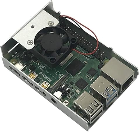 Heaviesk para Raspberry Pi 4 Modelo B Estuche + 5V / 3.3V con Ventilador de refrigeración Kit de Caja de disipador de Calor para Raspberry Pi 4 Modelo B