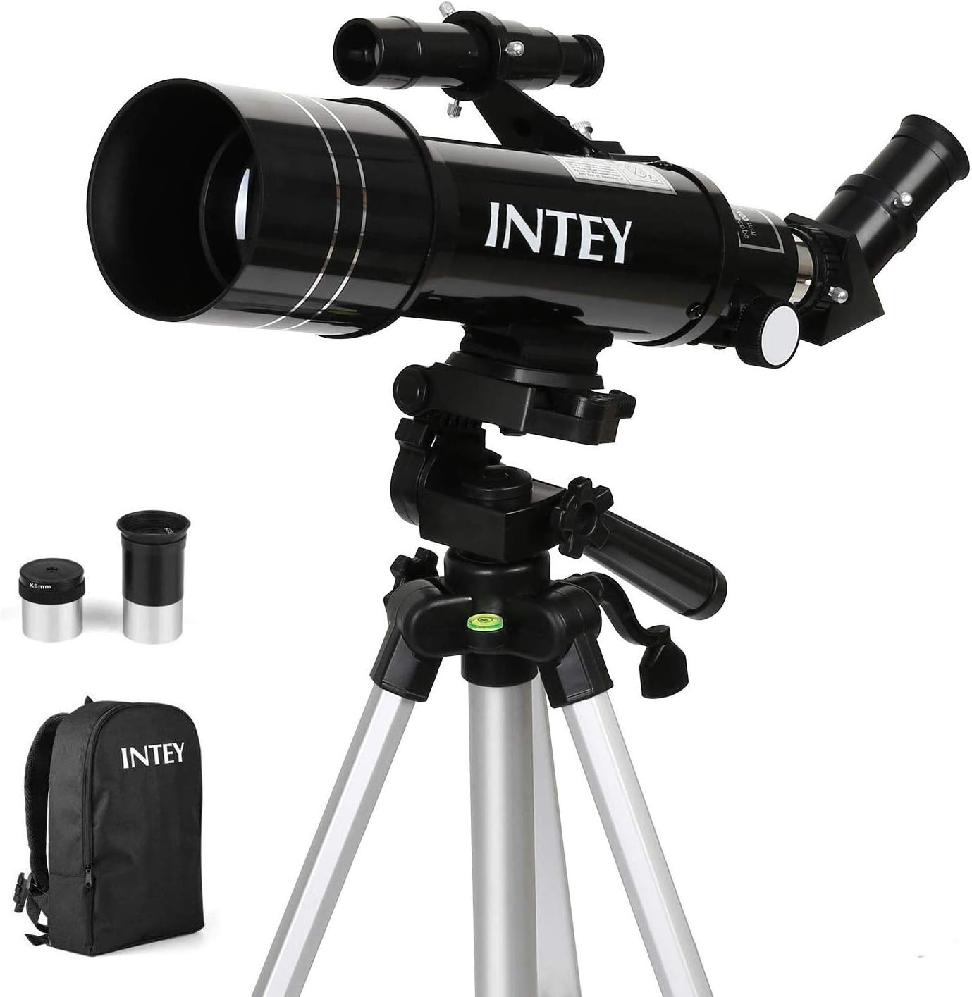 INTEY Astronomical Telescope Achromat Eyepiece, Refraction Telescope, Adjustable Aluminum Tripod (50~120cm), with Backpack, Suitable for Amateur Beginners
