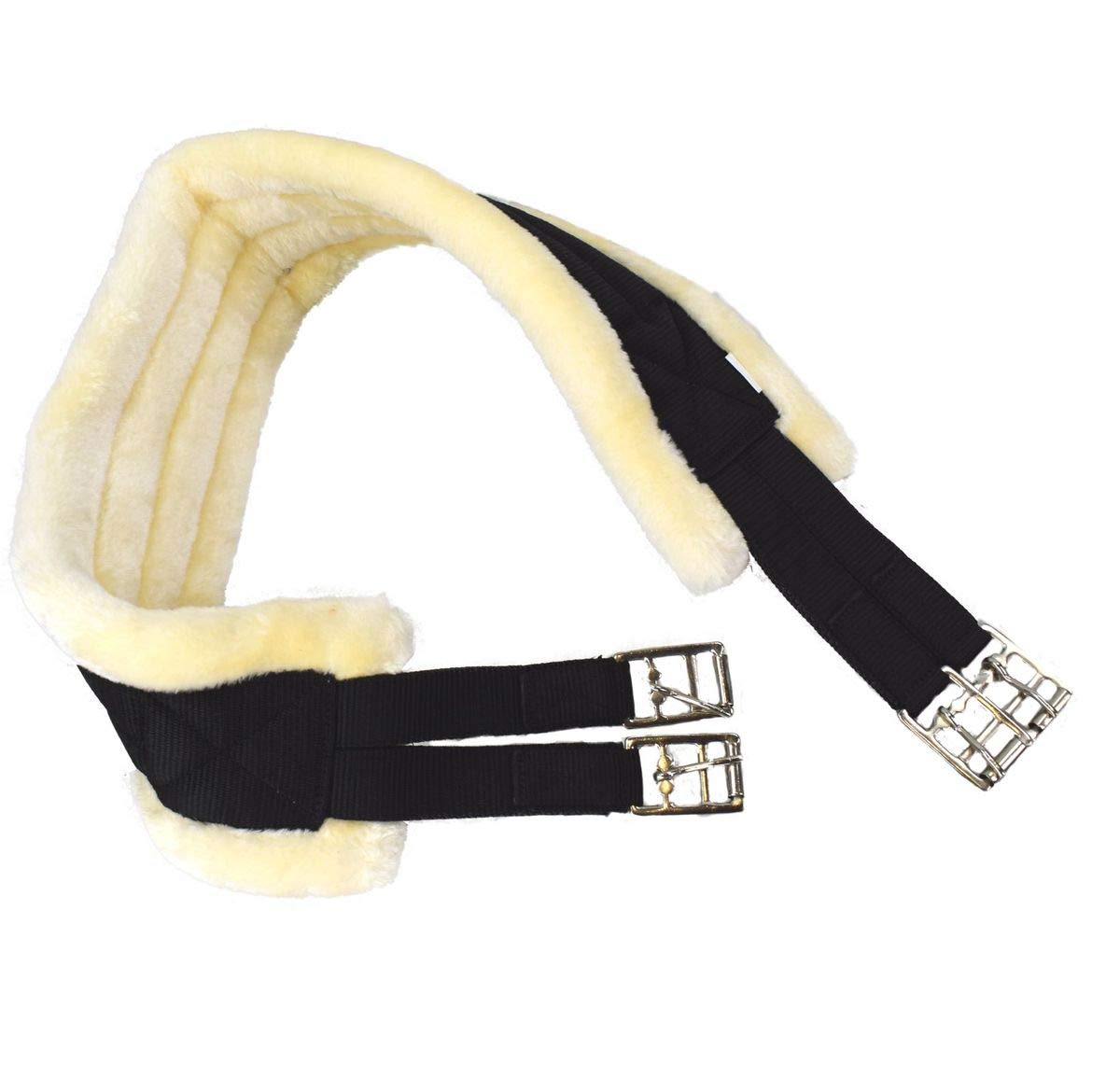 USG Nylon Long Belt with Faux Fur Padding 130 cm Black/Beige