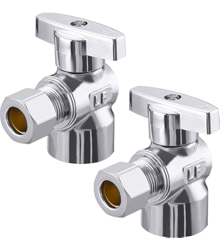 Kingston Brass KF3310SN OD Angle Stop Valve With Lever Handle, 3/8" FIP X 3/8" O.D Comp, Brushed Nickel