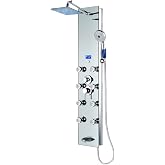 Blue Ocean 52" Aluminum SPA392M Shower Panel Tower System with Rainfall Shower Head and 8 Adjustable Massage Jets