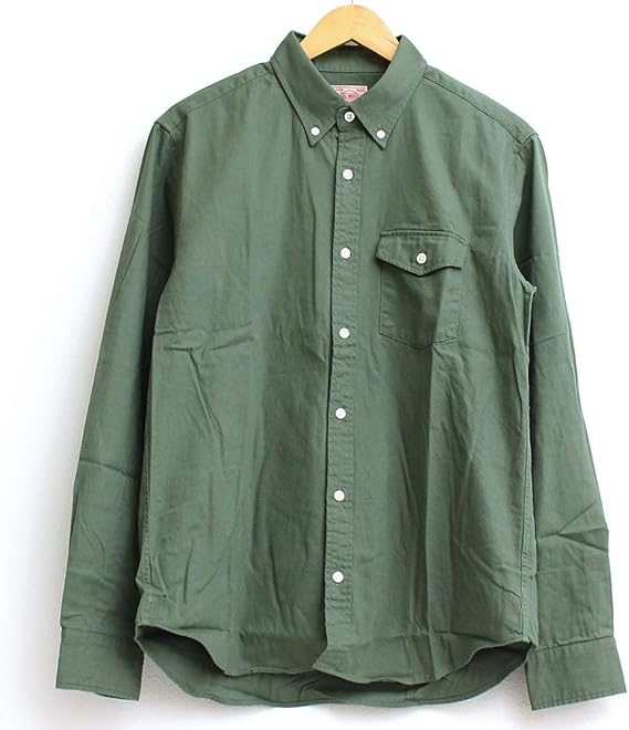 Amazon ビッグマイク オックスフォードシャツ ボタンダウンシャツ シャツ 長袖 無地 シャツ 厚手 日本製 35 Olive オリーブ L シャツ 通販
