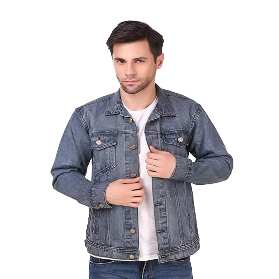 full sleeve solid men's denim jacket