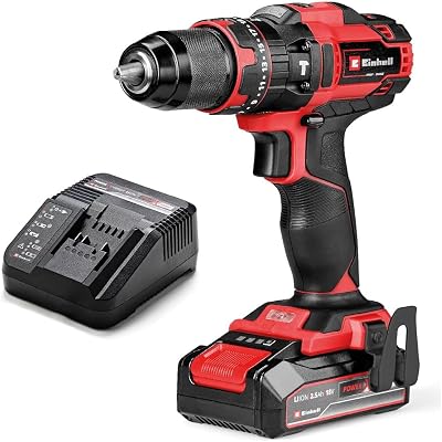 Taladro percutor con batería TE-CD 18/44 Li-i Power X-Change (18V, 44 Nm, función de perforación por percusión, portabrocas metálico de 13 mm, 2 velocidades, incl. batería de 2,5 Ah y batería)