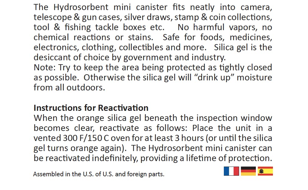 HYDROSORBENT OSG-40 5 Pack x 40 Gram Canisters.