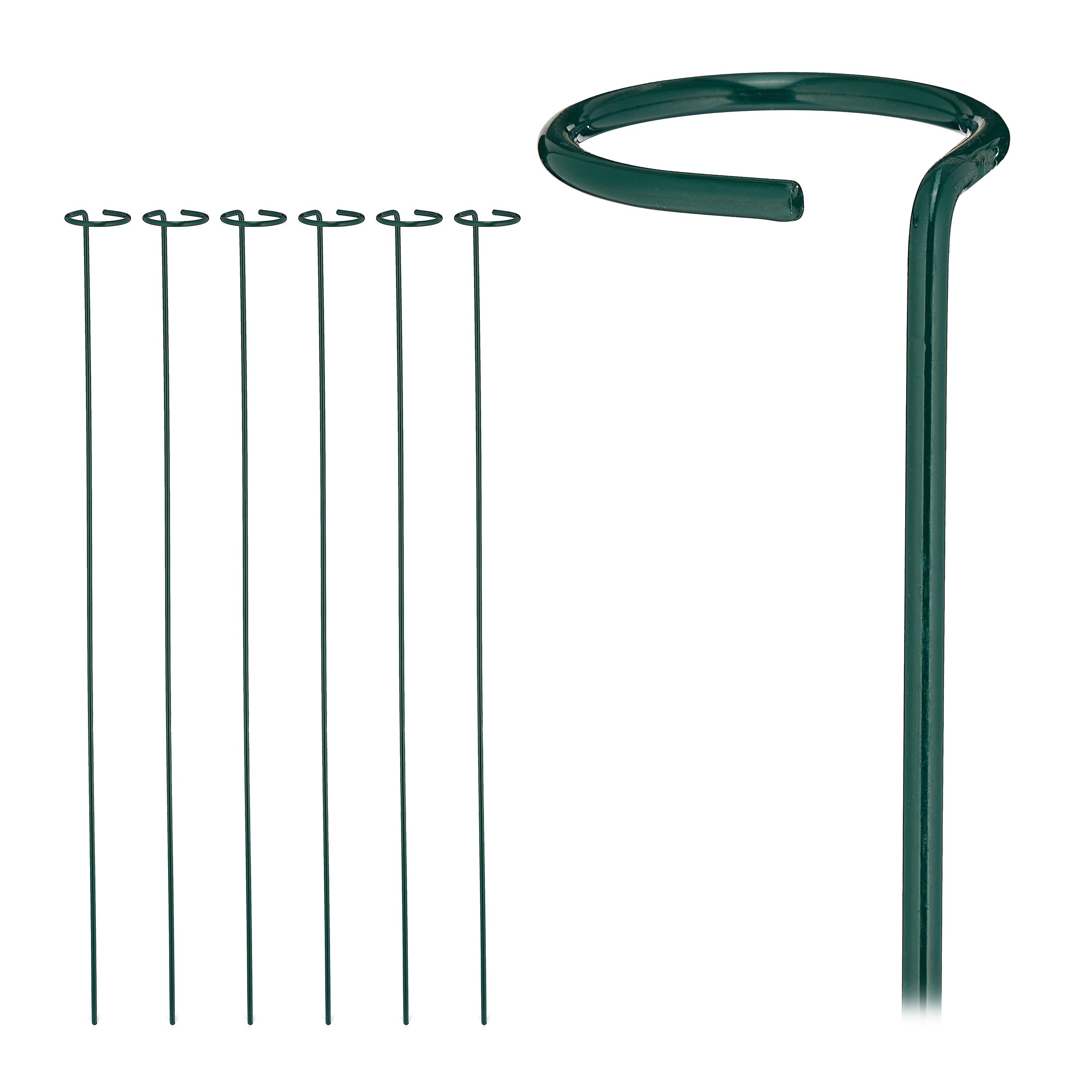 Relaxdays plant support, pack of 6, garden stakes for tomato plants, trellis, outdoor, weather-resistant, dark green