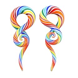 YOFANST 2pcs Glass Ear Tapers Plugs Handmade Spiral