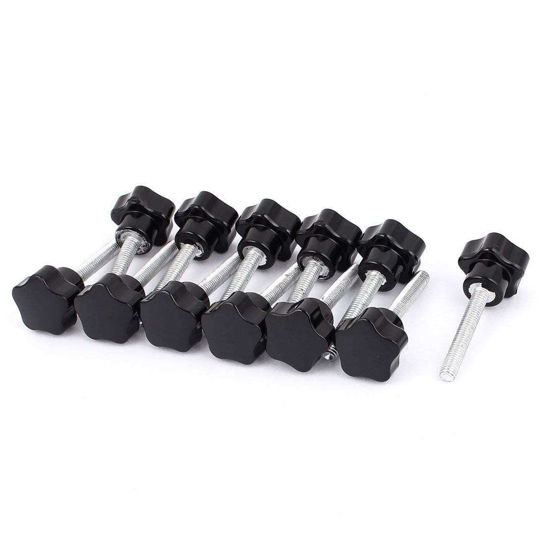Sourcingmap 12 Pcs M6x60 Male Thread Star Shaped Head Clamping Screw on Knob Grip