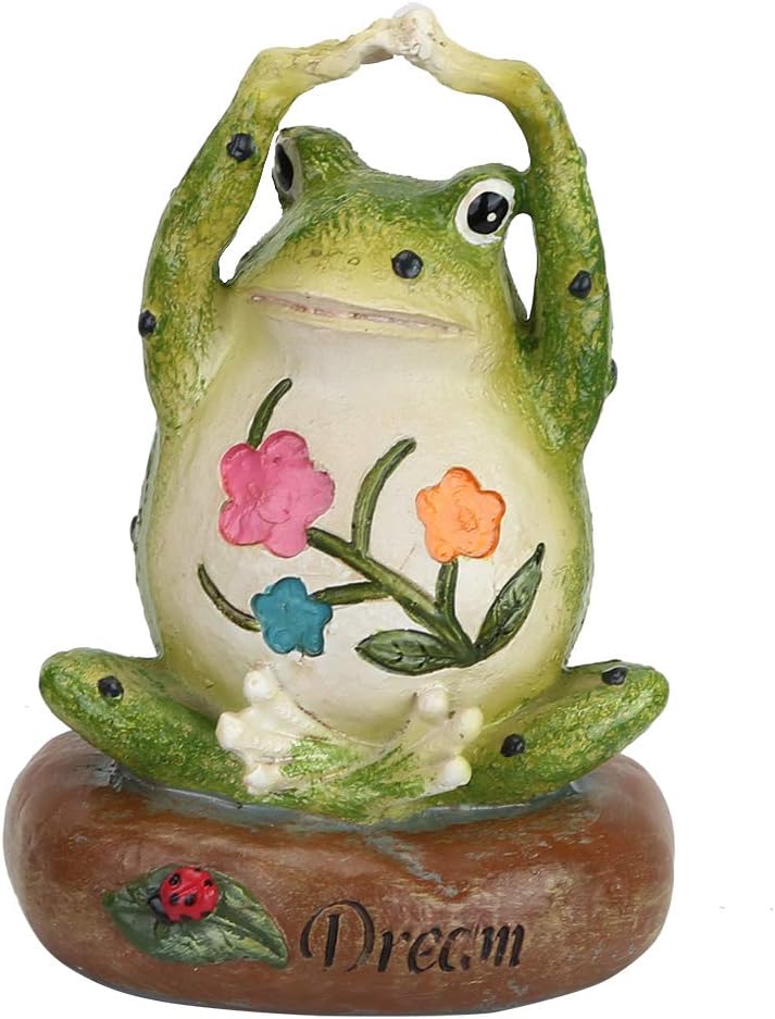 HoDrme Novelty Yoga Frog Figurine-Frog Sitting On Enjoy Stone Sculptures Office Outdoor Decor Garden Statue: Home & Kitchen