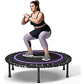 BCAN 450LBS/550LBS Foldable Mini Trampoline, 40"/48" Adult Fitness Trampoline with Durable Bungees, Stable & Quiet Exercise Rebounder,Great Mini Trampoline for Indoor/Garden Workout
