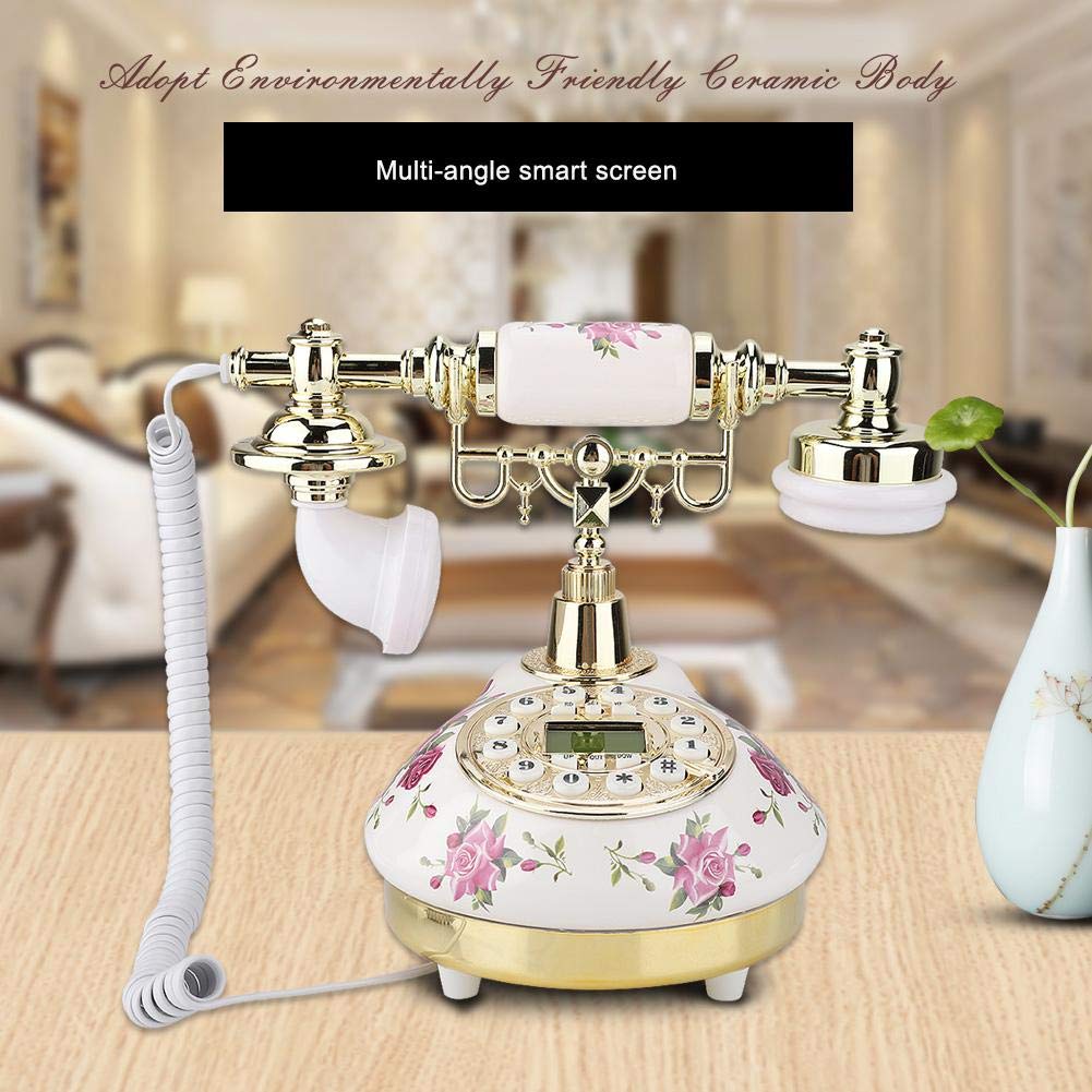 Retro Telephone Antique Telephone Wired Telephone European Phone Caller ID with Redial Function Rotary Dial Antique Telephone Landline Home Office Hotel Phone Decorative Phone
