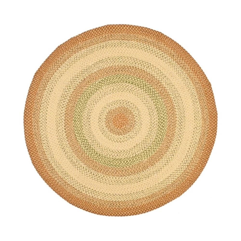 SAFAVIEH Washable Rug Outdoor Braided Collection - 9' Round, Rust & Multi, Handmade & Reversible, Non-Shedding & Easy to Clean, Ideal for Patio, Backyard, Mudroom (BRD303A) Image