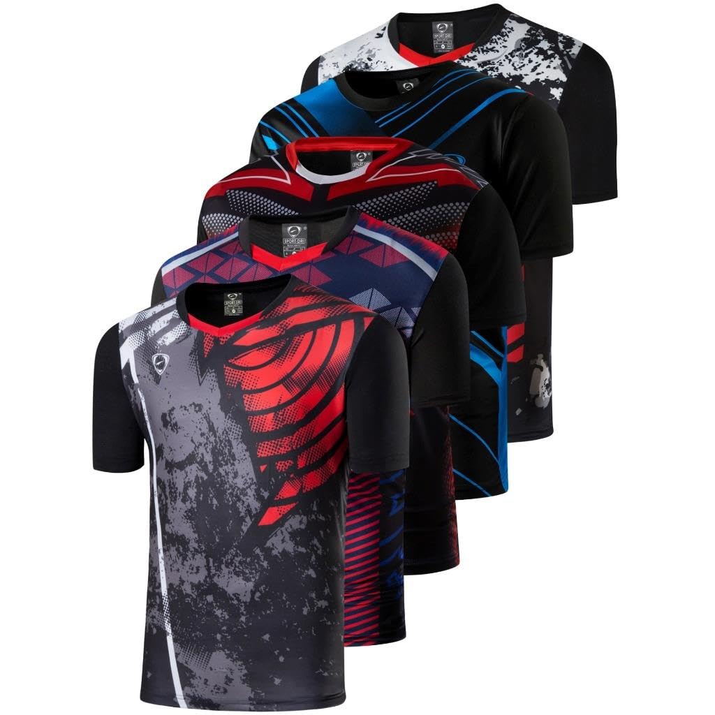Photo 1 of 5 Pack Men's Active Quick Dry T Shirts Athletic Running Gym Workout Sport Tee Shirt Tshirt Golf Tennis Tops Bulk 249_298_303_133_256Black_L