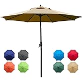 Sunnyglade 9Ft Patio Umbrella Outdoor Table Umbrella with 8 Sturdy Ribs (Tan)