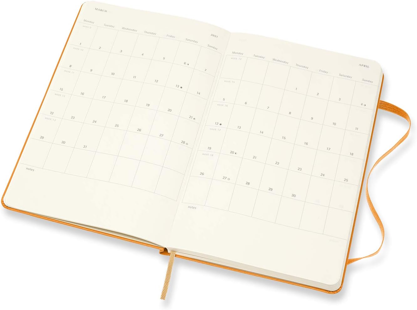 Kalender, Planer & Organizer Format Large/A5 13 x 21 cm 18-Monats-Kalender/Planer Farbe Orange