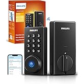 Philips Wi-Fi Smart Deadbolt Lock, Keyless Entry Door Locks for Front Door | Code / Fingerprint / APP Unlock, Remote Access, Alexa Google Voice Unlock, Auto Lock, Built in WiF, Backlit Touchscreen
