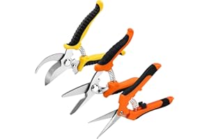 OLIGEI 3 Pack Pruning Shears, Garden Shears, Stainless Steel Pruning Shears for Gardening, Garden Clippers, Gardening Tools Scissors with Soft Grip Handle