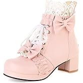 Goth Platform Boots Chunky High Heels Ankle Boots Lace Buckle Gothic Cosplay Booties Zipper Punk Shoes