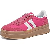 Lxuan Women's Gum Sole Fashion Sneakers-Thick Platform Sole,Anti-Slip Rubber,Lace-Up Comfort Walking Shoes