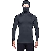 TSLA Men's Thermal Compression Shirts Hoodie with Mask, Long Sleeve Winter Sports Base Layer Top, Active Running Shirt