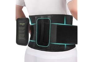 NEWGO Lower Back Support Belt, Lumbar Back Brace for Lower Back Pain Relief, Sciatica Scoliosis, Herniated Disc, Back Brace with Ice Pack for Hot Cold Therapy - Fits Waist 26-41 Inch