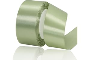 Sage Green Ribbon 1-1/2 Inch, 25 Yards Sage Green Satin Ribbon for Flower Bouquets, Crafting, Gift Wrapping, Bows Making, Gra