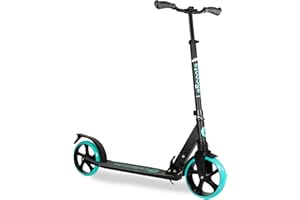 LaScoota Kick Scooter for Kids Ages 6+, Teens & Adults, Large 8" Sturdy Urethane Wheels. Adjustable Handlebar, Lightweight, Foldable, 220lbs Max Load