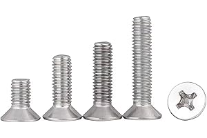 GENERIC M5-0.8 x 8mm Flat Countersunk Head Machine Screws, Phillips Drive, Cross Screw，304 Stainless Steel,A2-70,GB819,Full Thread,Fasteners Bolts 50 PCS