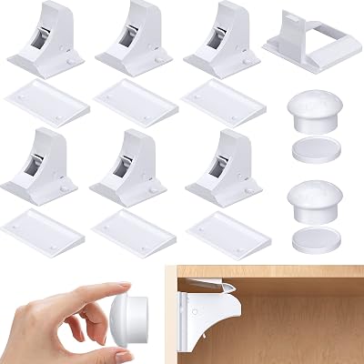 AOSITE Magnetic Child Safety Cupboard Locks 6Pack 2Keys No Drill Adhesive